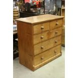 Victorian Chest of Two Short over Three Long Drawers with Turned Ringed Handles, 106cms wide x