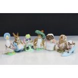 Six Beswick ceramic Beatrix Potter figurines to include; Mrs Tiggy Winkle, The Old Woman who Lived