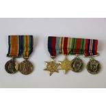 A British World War One And World War Two Miniature Medal Group To Include The 1914-1918 British War