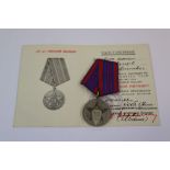 An Original Russian 50 Years Of The Soviet Militia Medal Complete With Original Issue Document