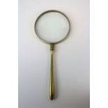 Vintage hand held Brass Magnifying Glass, approx 23.5cm long