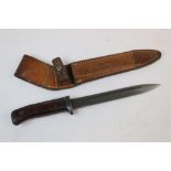 A Czech Military VZ58 Bayonet With Original Leather Scabbard, 6 3/4" Spear Point Balde With Bakelite