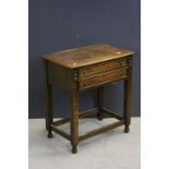 Early 20th century Oak Canteen of Cutlery Table with Two Drawers mostly fitted with AI Silver Plated