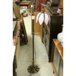 Vintage floor standing lamp with flower design and pink petal shaped shade