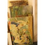 Large collection of mainly unframed Oil paintings to include Village scenes, Still Life &