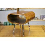 Retro Style Bentwood Plywood Table raised on Sputnik Chrome Legs, 45cms wide x 45cms high