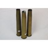 Three Vintage Brass 40mm Inert Artillery Shells.