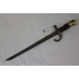 A French 1881 Gras Sword Bayonet Engraved With Maker And Dated To Spine With Proof Marks To Blade.