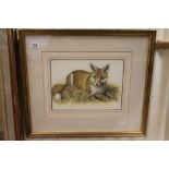 Simon Tunney watercolour of a fox signed