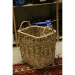 Wicker Log Basket, 50cms wide x 52cms high