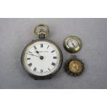 Gun Metal "Best Patent Lever" Pocket watch & two Miniature Compasses to include a Hallmarked