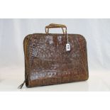 Vintage Crocodile Skin Stationery Case with fitted leather interior