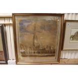 Owen B Carter large framed watercolour of Salisbury Cathedral titled Salisbury Cathedral from the