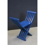 Blue Painted X-Frame Stool / Chair