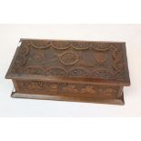 A World War One Hand Carved Wooden Box, Carved With The Badges Of The Truro 51st Cornwall