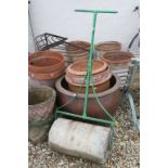 A vintage garden roller