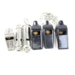 Collection of Six Vintage Whistles including British Rail, 2 x U.S.A. Field Champion, The