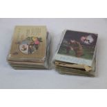 A Collection of over 100 x World War One / WW1 Military Postcards To Include Silk, Real Photograph