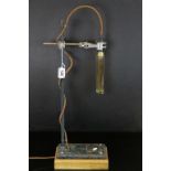 Retro Industrial Lamp made from a vintage Test tube holder, stands approx 57cm to include the Wooden
