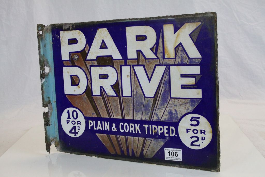 Vintage Enamel Double Sided Sign ' Park Drive, Plain & Cork Tipped ' - Image 3 of 3