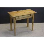 19th century Pine Side Table with Single Drawer, 75cms long x 61cms high