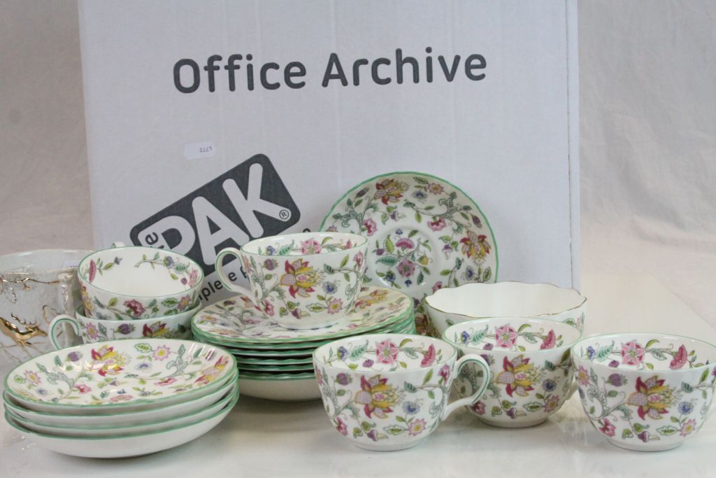 Large Devonshire ceramic Jug & Bowl set & a Minton Teaset in "Haddon Hall" pattern and a Moustache