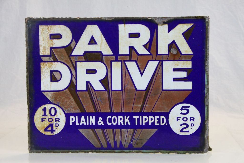 Vintage Enamel Double Sided Sign ' Park Drive, Plain & Cork Tipped ' - Image 2 of 3