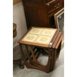 Nest of Three G-Plan Teak Coffee Tables with Tiled tops