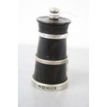 Hallmarked Silver & Rosewood Pepper mill, approx 9cm tall, maker P.S