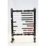 Vintage painted Wooden Abacus with red & green bead counters and standing approx 38cm