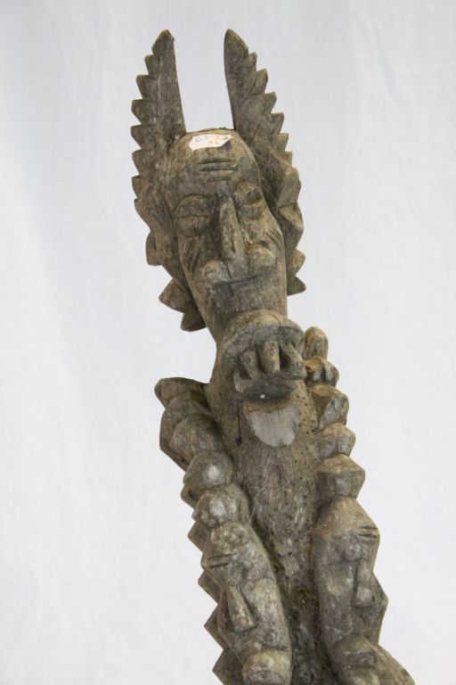 Carved wooden tribal figure - Image 2 of 3