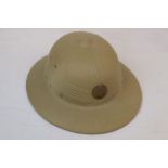 A United States / USA Military Tropical Pith Helmet With Brass Insignia / Badge To The Front. Marked