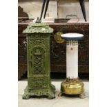 Early 20th century Art Nouveau enamel free standing heater converted to electric and one other