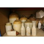Quantity of Stoneware flagon's and jars to include James Tate & Sons Wells etc