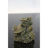 Chinese bronze dragon, republic character marked to base