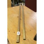 Two vintage Rabone Chesterman ltd brass and wooden 3 foot rulers, possibly drapers
