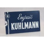 Vintage Aluminium advertising Sign marked "Engrais Kuhlman", measures approx 20 x 33cm