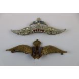 Two Vintage World War Two Era Sweetheart Brooches To Include A Royal Air Force Brass And Enamel