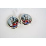 A pair of silver and enamel cufflinks in the form of bulldogs