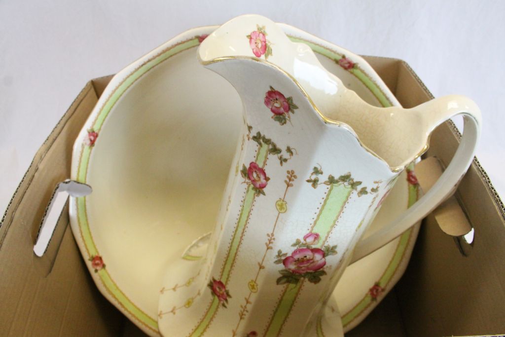 Large Devonshire ceramic Jug & Bowl set & a Minton Teaset in "Haddon Hall" pattern and a Moustache - Image 6 of 6