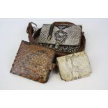 Three Snakeskin Purses / Wallets together with a Snakeskin Belt