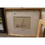 Framed & glazed Watercolour of a Beached Boat by Rev. Calvert Richard Jones (1804 - 1877) & dated