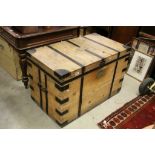 Late 19th / Early 20th century Pine Iron Bound Admiral's Sea Chest / Travelling Trunk, the