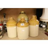 Four stoneware flagon's, Cirencester, Nelson Brewery, Bishop Brothers, Parry & Son and Harry Moss