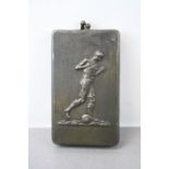 Vintage cased brush embossed with footballer