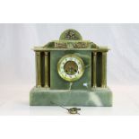 Antique onyx bracket/mantle clock of classical form with two train movement