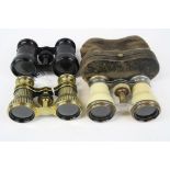 Four pairs of vintage Opera glasses to include a cased Aluminium pair with Tortoiseshell Grips