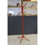 Red Finished Metal Coat Stand, 185cms high