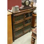 Early 20th century Oak Three Section Stacking Bookcase, each section with Two Leaded Glazed Doors,
