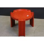 Retro Mid 20th century Red Plastic Moulded Circular Table designed by Giotto Stoppino for Kartell,